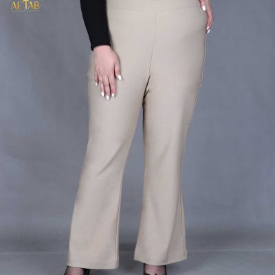 شلوار کرپ کش دمپا گشاد سایزبزرگ کرم