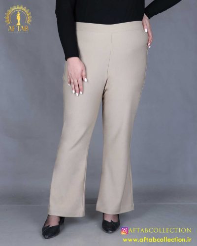 شلوار کرپ کش دمپا گشاد سایزبزرگ کرم