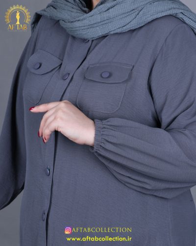 مانتو ابروبادی یقه مردانه سایزبزرگ جیب