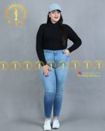 شلوار جین جذب زاپدار سایزبزرگ رنگ آبی