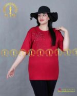 تیشرت مدل گلبرگ سایزبزرگ زرشکی