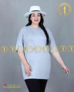 تیشرت مدل گلبرگ سایزبزرگ طوسی