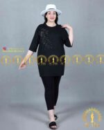 تیشرت مدل گلبرگ سایزبزرگ مشکی
