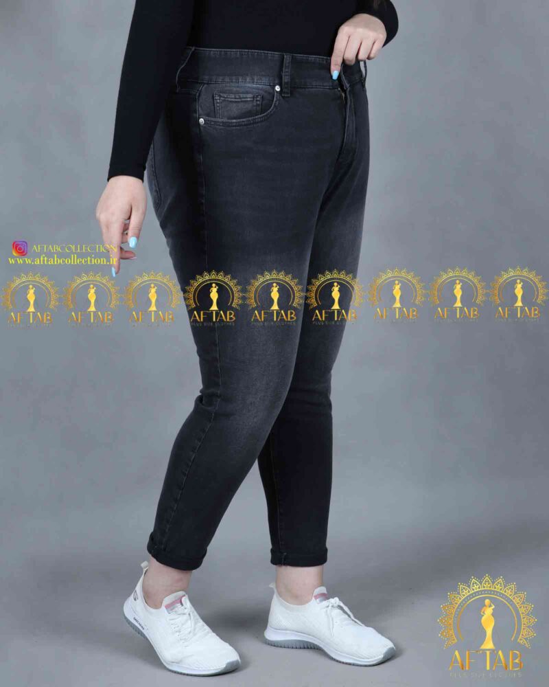 شلوار مام فیت سایزبزرگ زغالی