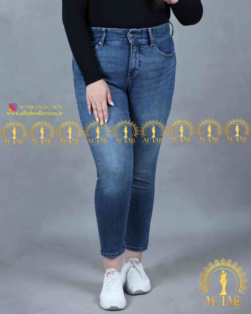 شلوار مام فیت سایزبزرگ آبی تیره