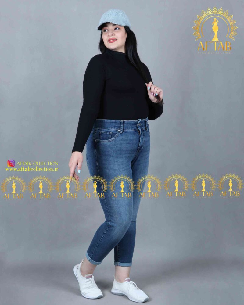 شلوار مام فیت سایزبزرگ رنگ آبی