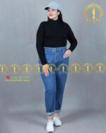 شلوار مام استایل سایزبزرگ رنگ آبی تیره