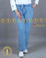 شلوار بگ طرح جین سایزبزرگ آبی روشن