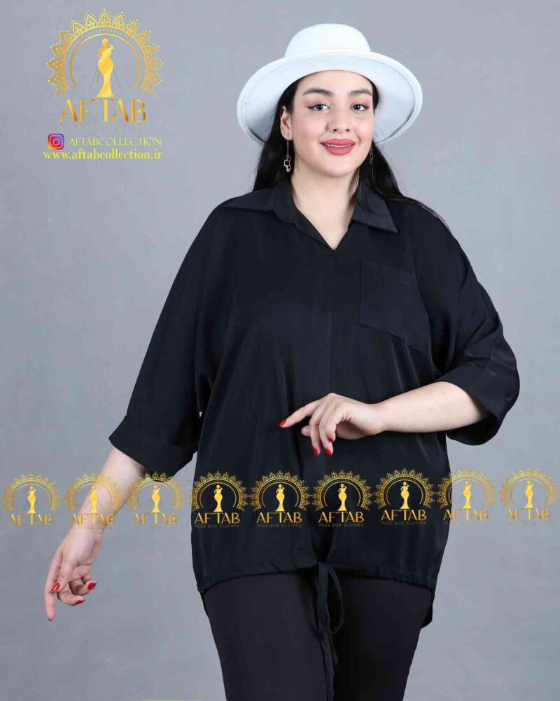 شومیز کیمونو پایین گتدار سایزبزرگ رنگ مشکی