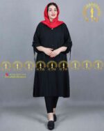 مانتو اسکودا کلوش آستین بندی سایزبزرگ رنگ مشکی