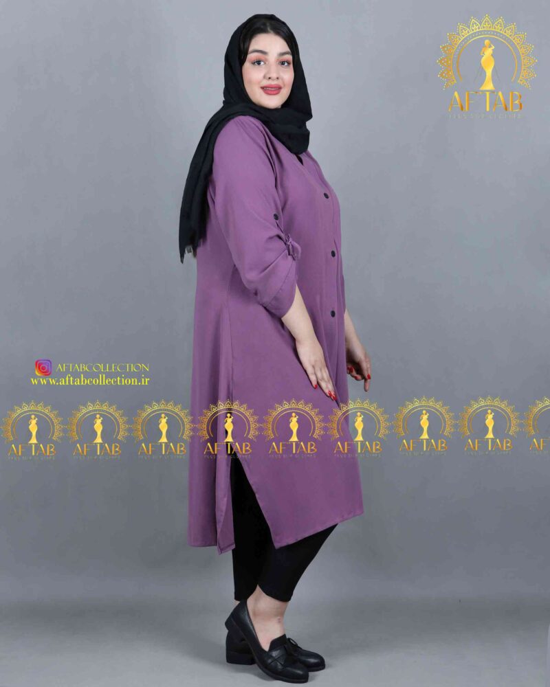 مانتو اسکودا کلوش آستین بندی سایزبزرگ چاکدار
