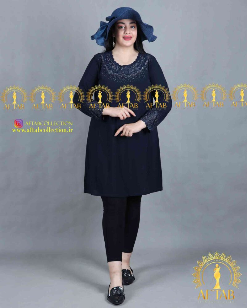 تونیک گلدوزی دایره مجلسی سایزبزرگ سرمه ای