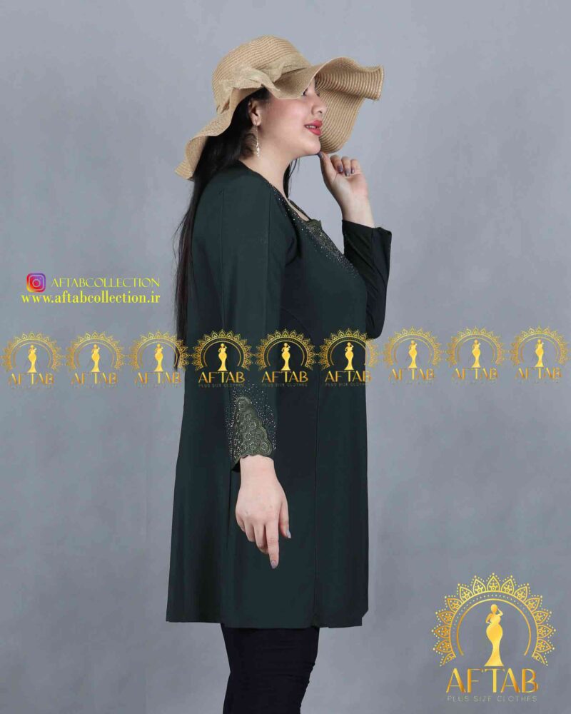 تونیک گلدوزی دایره مجلسی سایزبزرگ یشمی