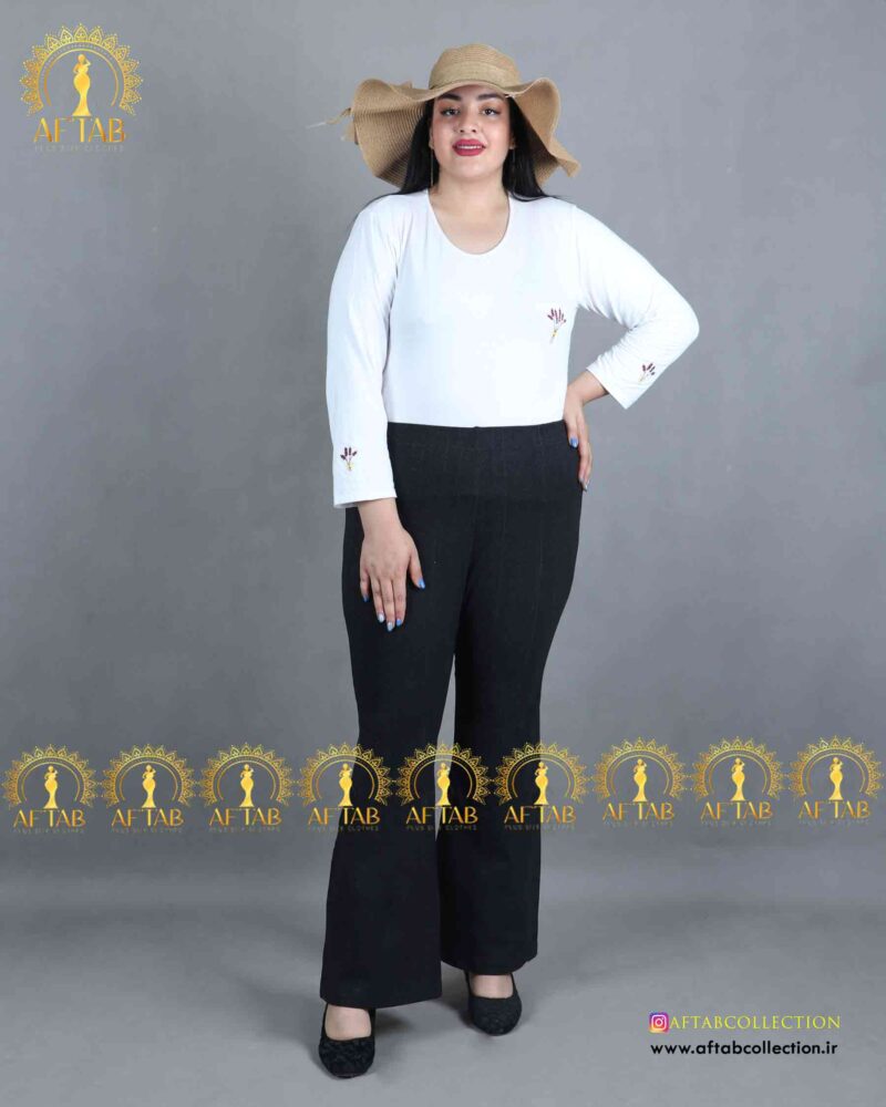 شلوار طرح جین دمپا گشاد زغالی سایز بزرگ طرح جین شلوار طرح جین دمپا گشاد زغالی سایز بزرگ طرح جین