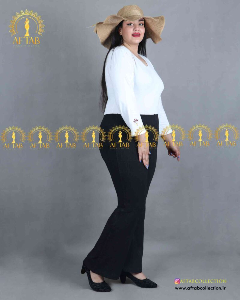 شلوار طرح جین دمپا گشاد زغالی سایز بزرگ