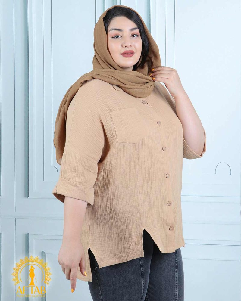 مانتو لینن اسپرت کوتاه سایزبزرگ سبک