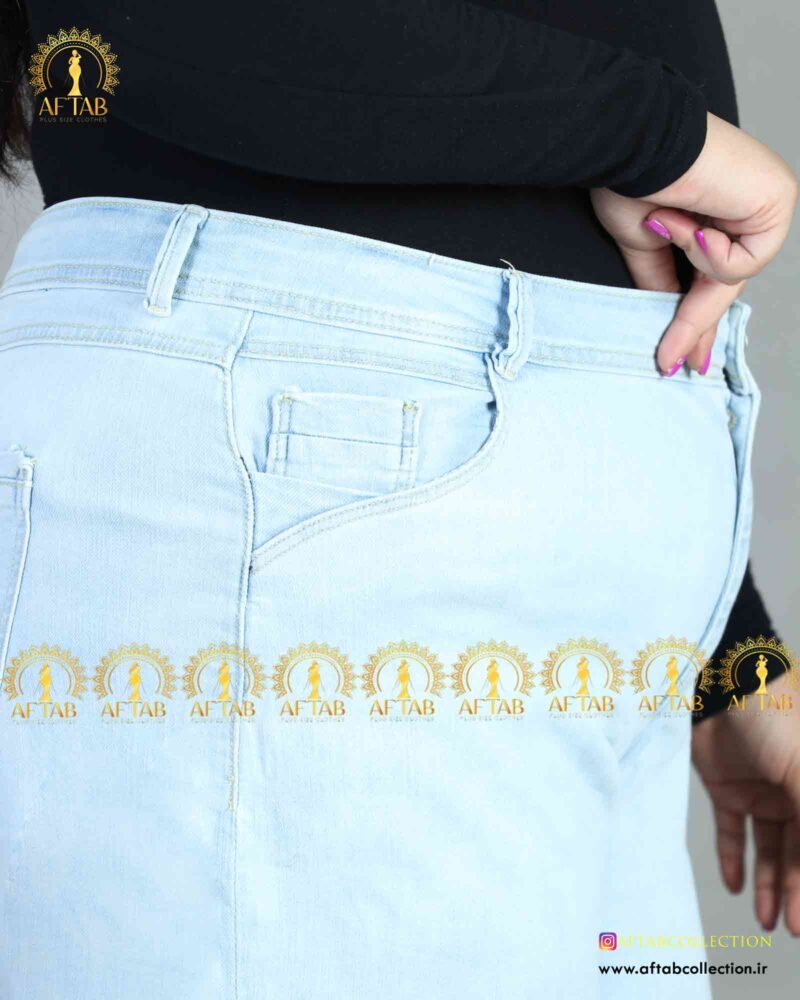 شلوار جین بگ یخی قد 90 سایز بزرگ کمر دکمه