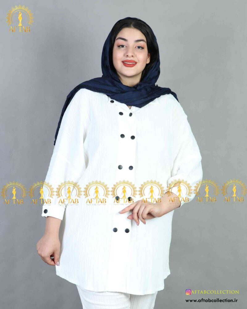 مانتو کراش منگنه سایز بزرگ سفید