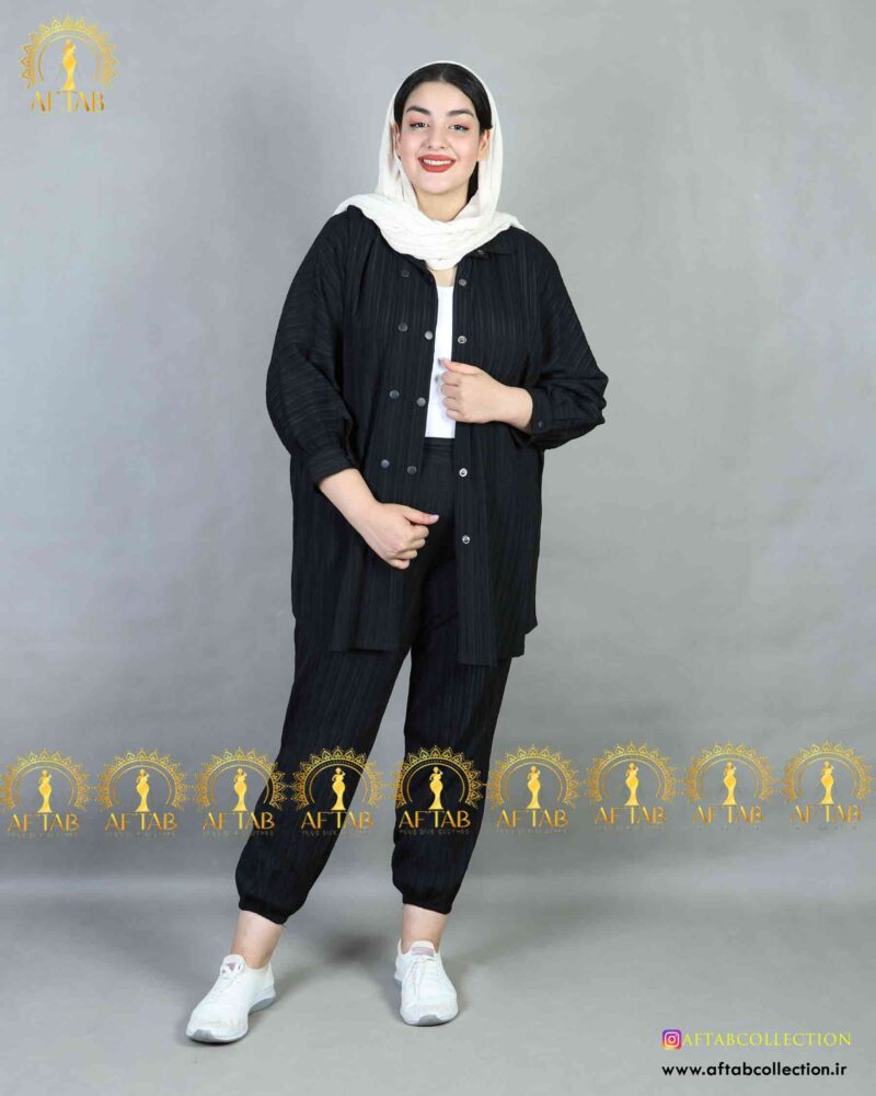 مانتو کراش منگنه سایز بزرگ مشکی