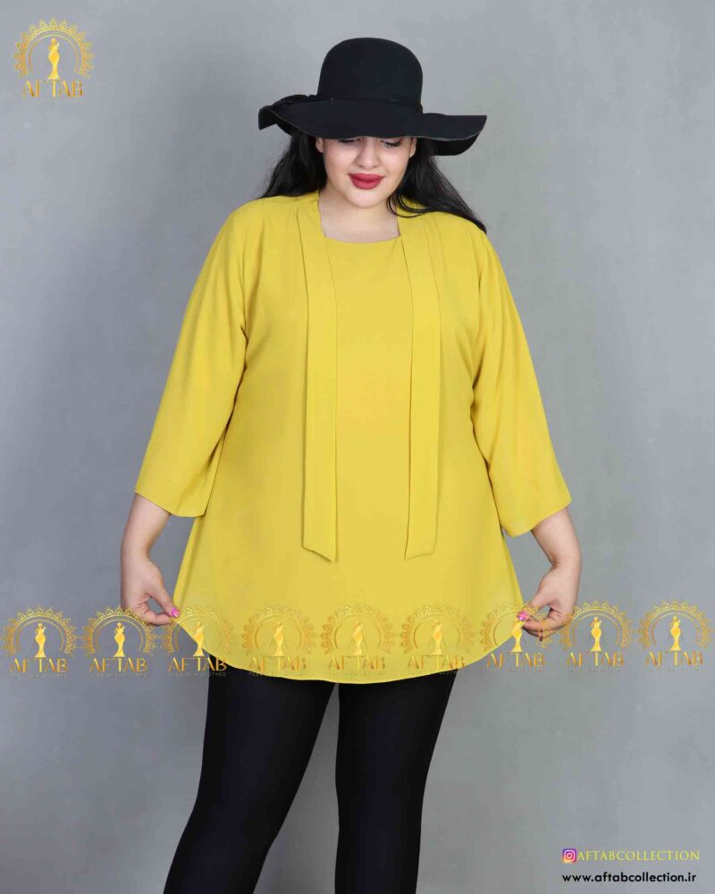 شومیز یقه کرواتی مجلسی سایز بزرگ زرد شومیز یقه کرواتی مجلسی سایز بزرگ زرد