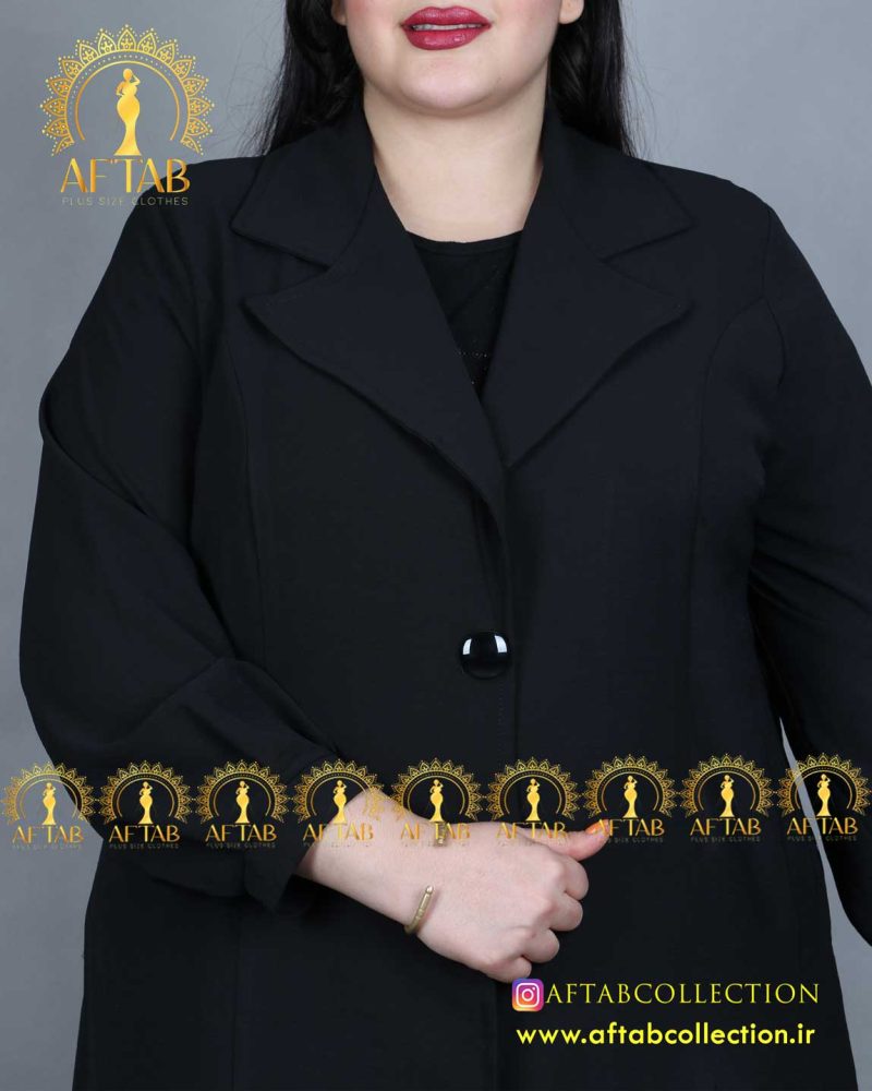 مانتو ابروبادی یقه انگلیسی سایز بزرگ تک دکمه مانتو ابروبادی یقه انگلیسی سایز بزرگ تک دکمه