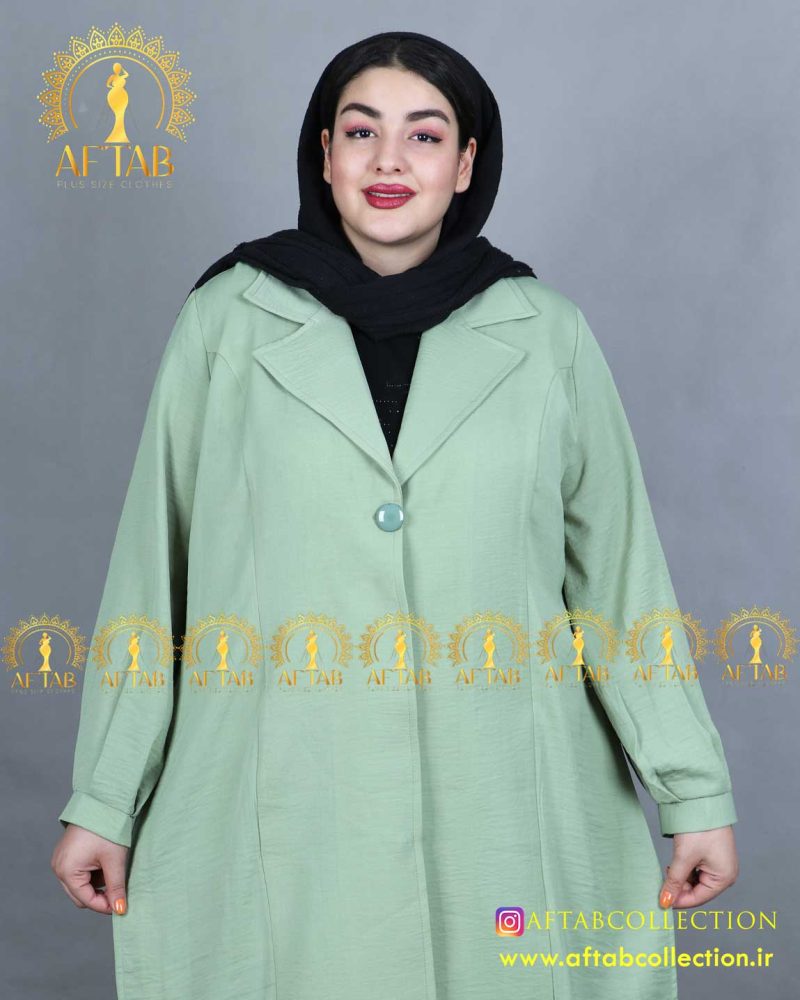 مانتو ابروبادی یقه انگلیسی سایز بزرگ سبز ادامسی مانتو ابروبادی یقه انگلیسی سایز بزرگ سبز ادامسی