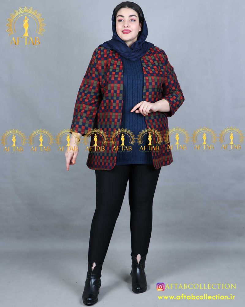 کت ترک چهارخونه سایز بزرگ نمای کامل کت ترک چهارخونه سایز بزرگ نمای کامل