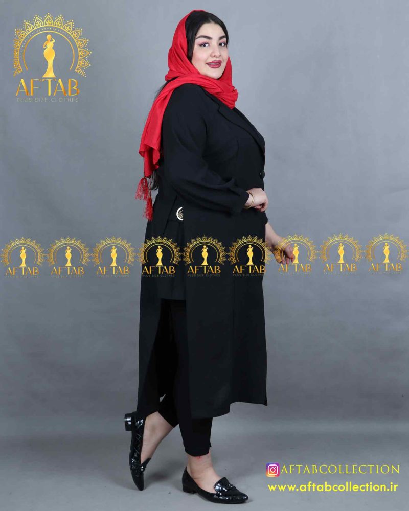 مانتو ابروبادی یقه انگلیسی سایز بزرگ تابستانه مشکی مانتو ابروبادی یقه انگلیسی سایز بزرگ تابستانه مشکی