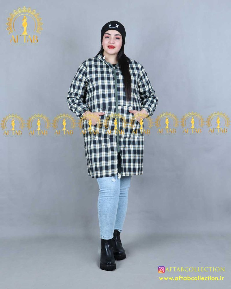 بارونی دورو چهارخونه سایزبزرک سبزچهارخونه