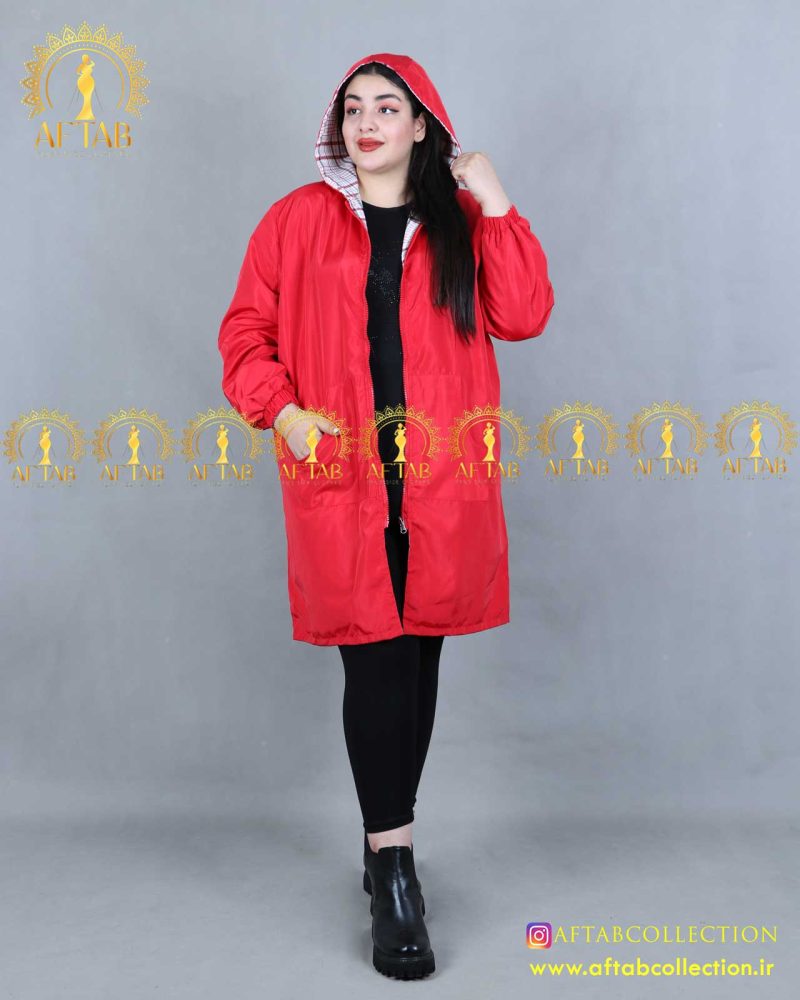 بارونی دورو چهارخونه سایزبزرک قرمز