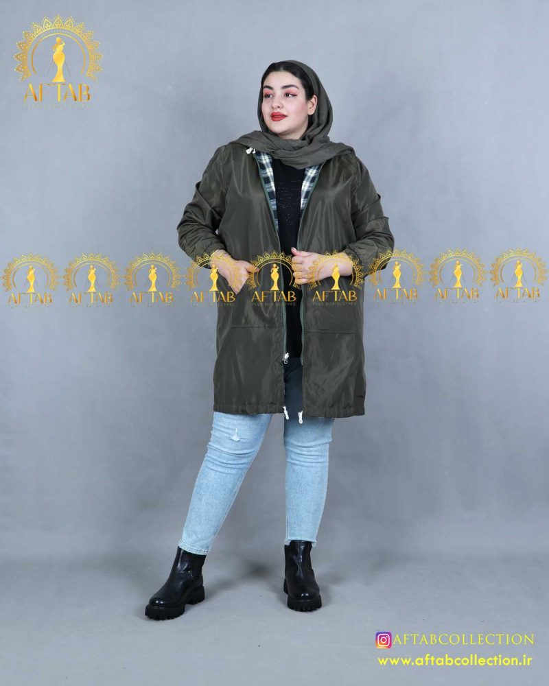 بارونی دورو چهارخونه سایزبزرک سبززریپ