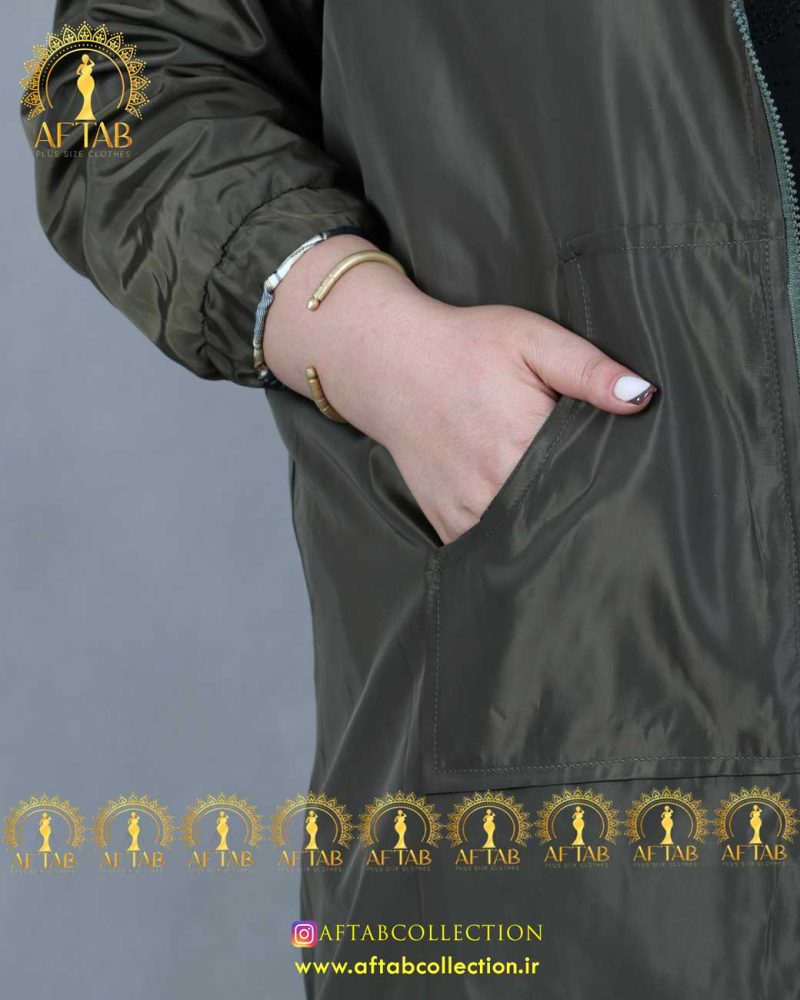 بارونی دورو چهارخونه سایزبزرک سبزجیب