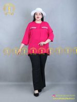 شومیز جیب نما سایزبزرگ سرخابی
