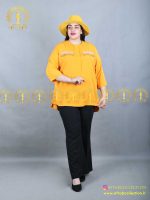 شومیز جیب نما سایزبزرگ خردلی