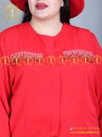 شومیز جیب نما سایزبزرگ قرمز یقه