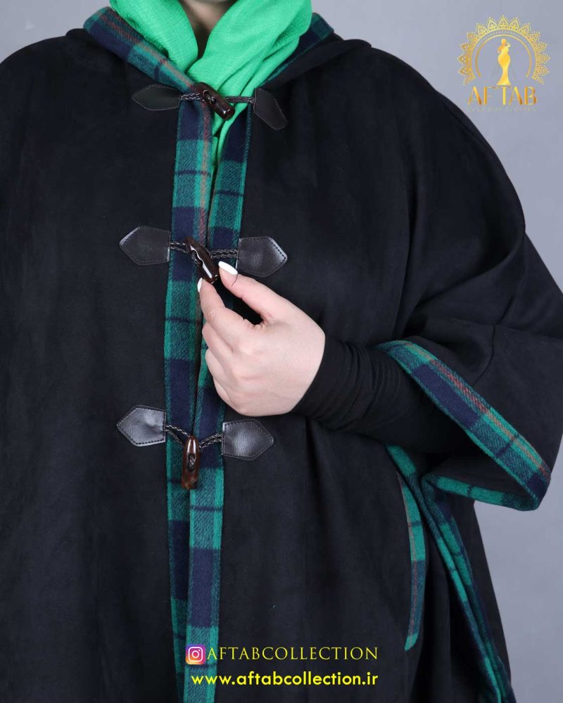 پالتو پانچ پشمی سایزبزرگ دکمه