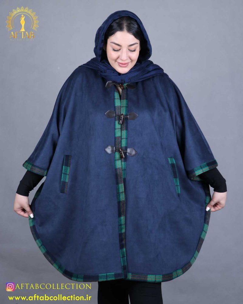 پالتو پانچ پشمی سایزبزرگ نما نزدیک