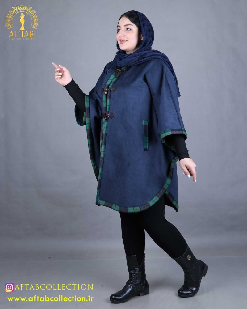 پالتو پانچ پشمی سایزبزرگ نما دور