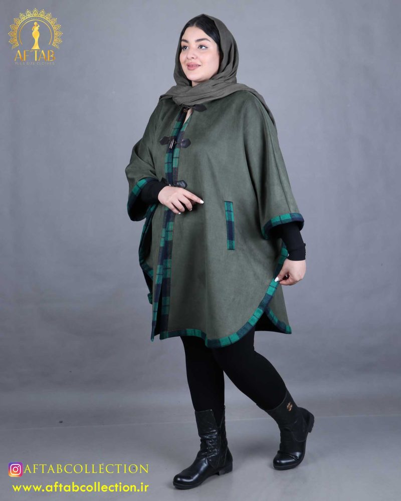 پالتو پانچ پشمی سایزبزرگ نما جلو