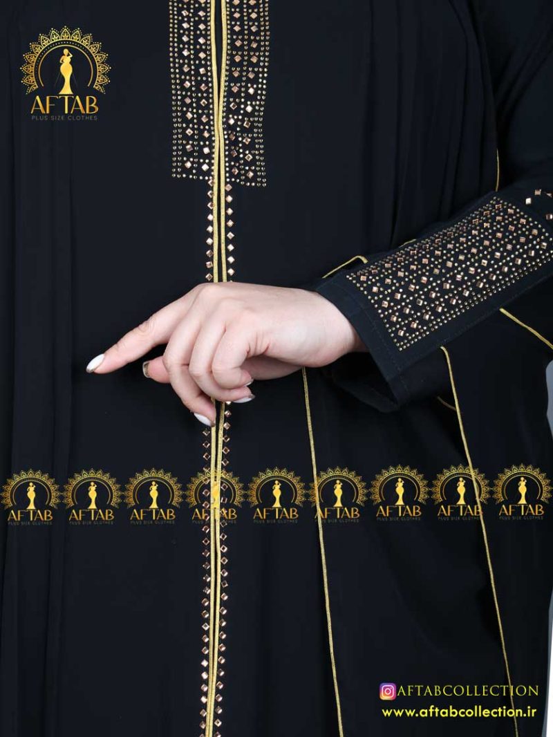 مانتو عبایی عربی جلو پلیسه سایزبزرگ آستین