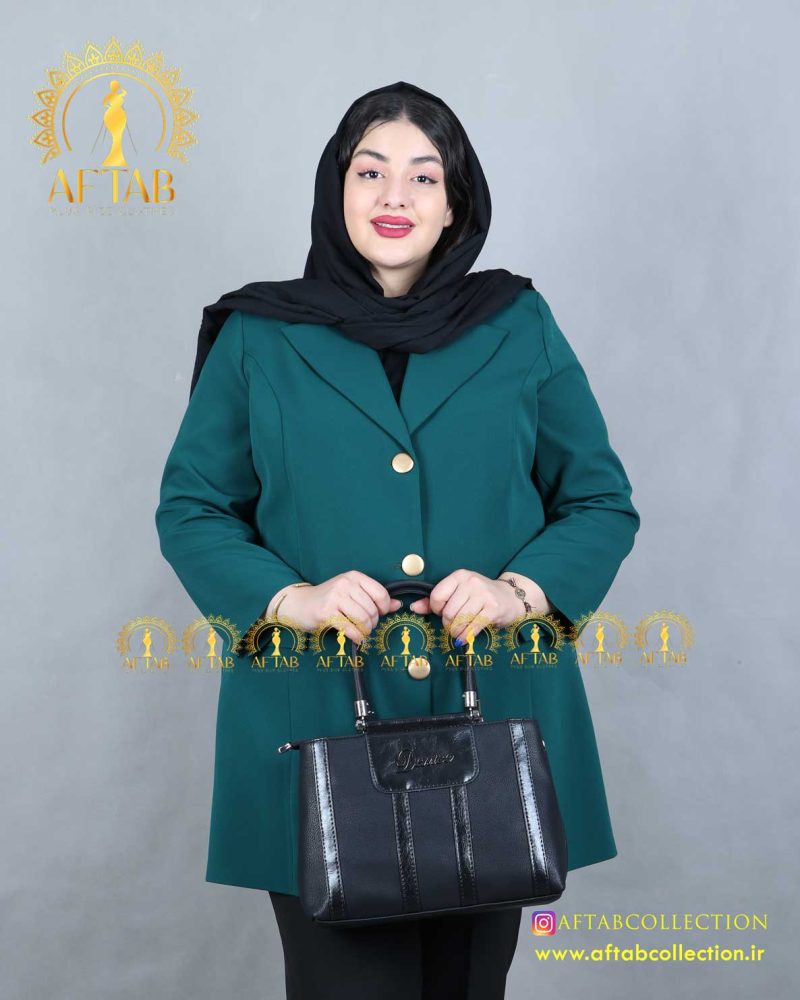 مانتو کتی مازراتی 3دکمه سایزبزرگ سبز تیره