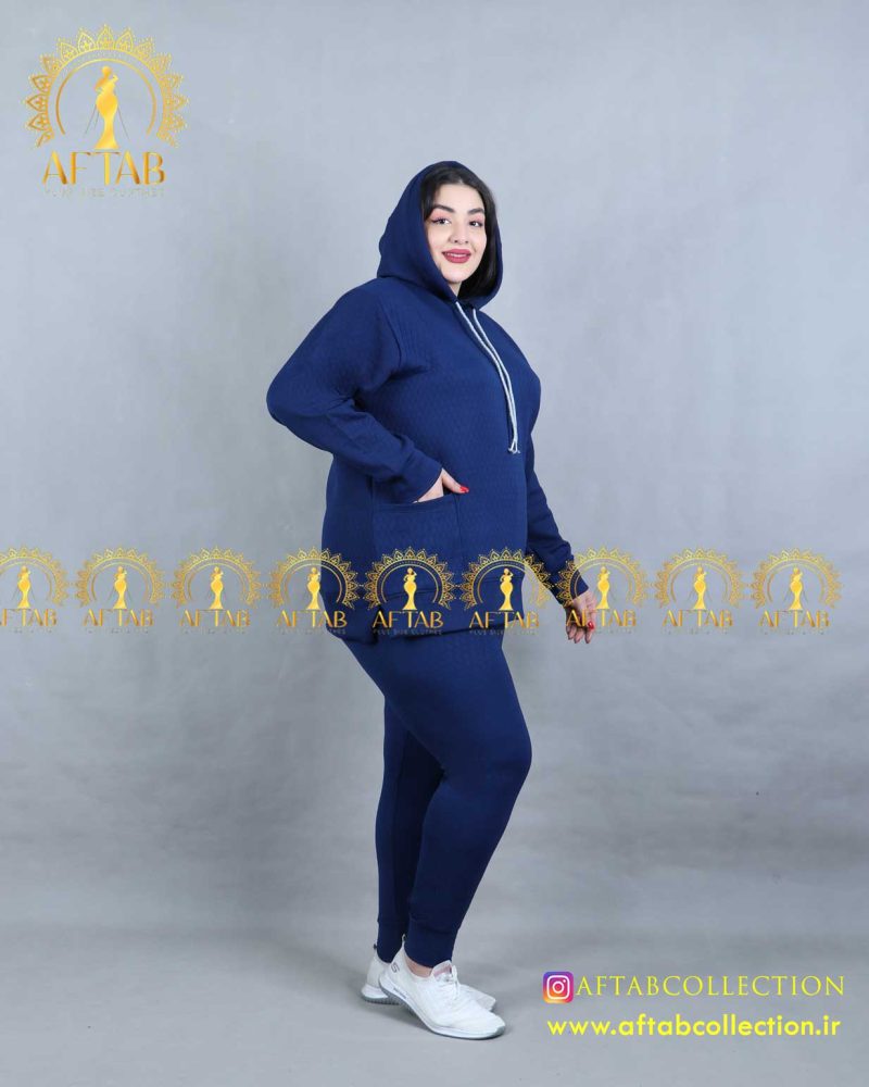 ست هودی شلوار کلاه دار سایزبزرگ آبی