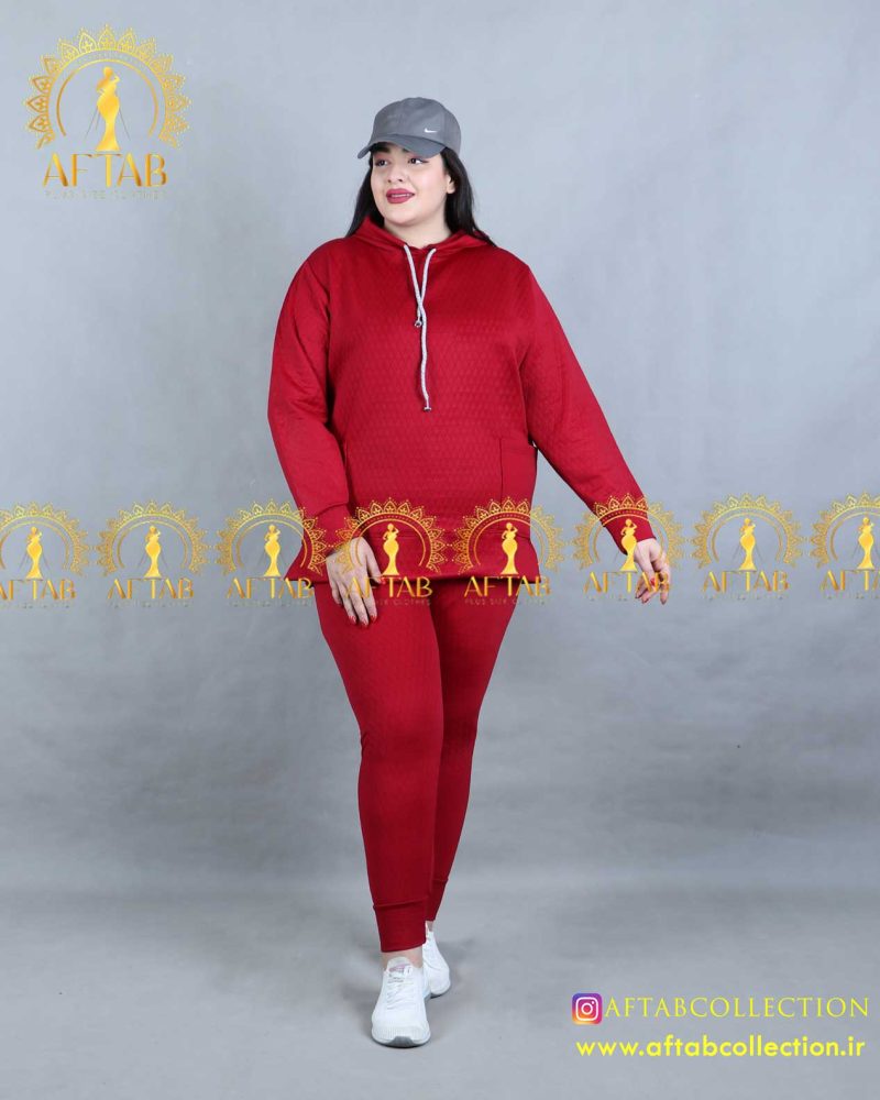 ست هودی شلوار کلاه دار سایزبزرگ قرمز