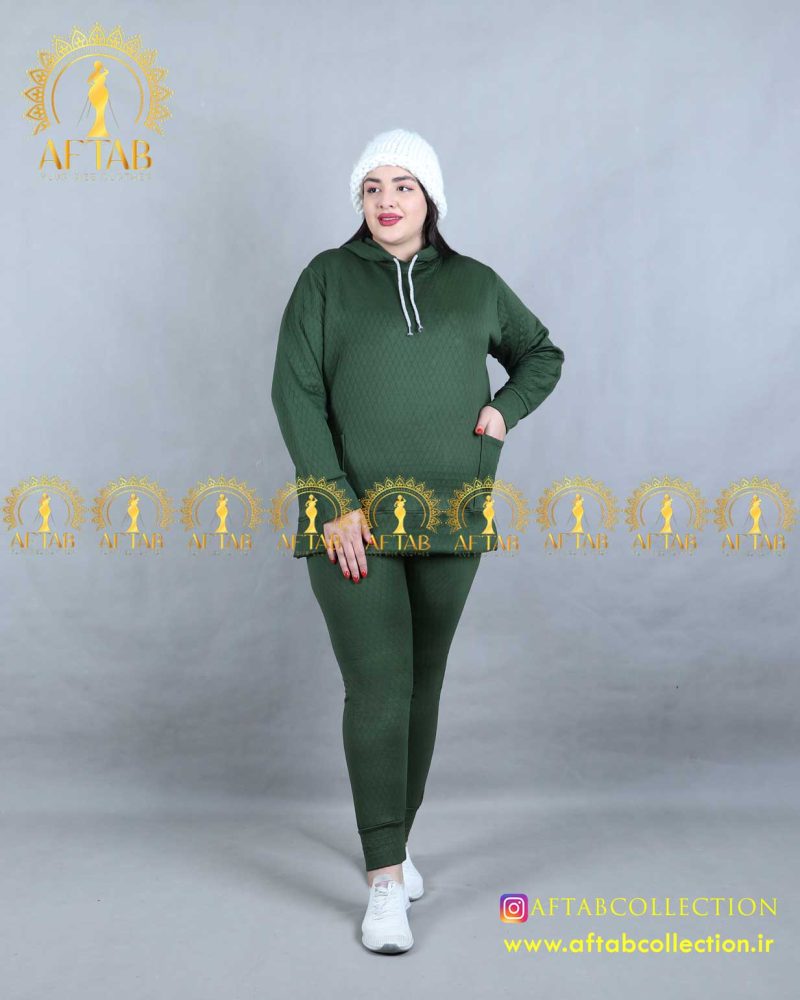 ست هودی شلوار کلاه دار سایزبزرگ سبز