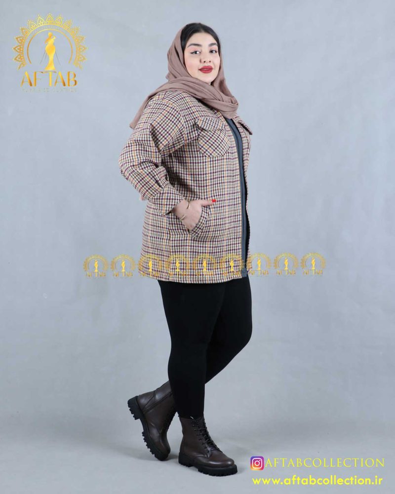 سویشرت چهارخونه پشمی سایزبزرگ گرم