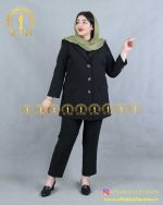 مانتو کتی مازراتی 3دکمه سایزبزرگ مشکی