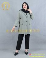 مانتو کتی مازراتی 3دکمه سایزبزرگ سبز زیتونی