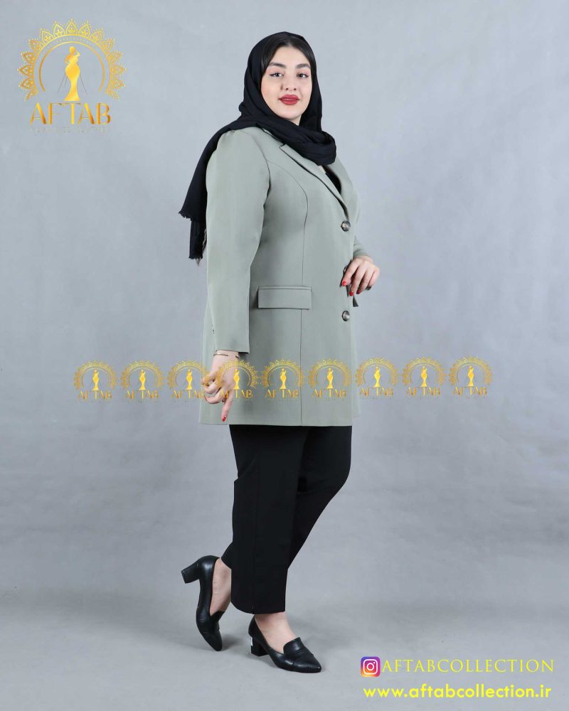 مانتو کتی مازراتی 3دکمه سایزبزرگ اداری