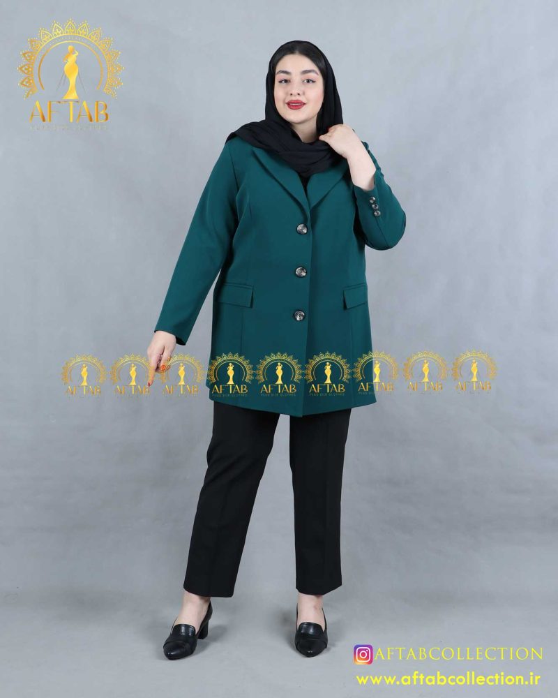 مانتو کتی مازراتی 3دکمه سایزبزرگ شیک