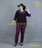 بلوز گلدوزی دایره ای سایزبزرگ بادمجانی